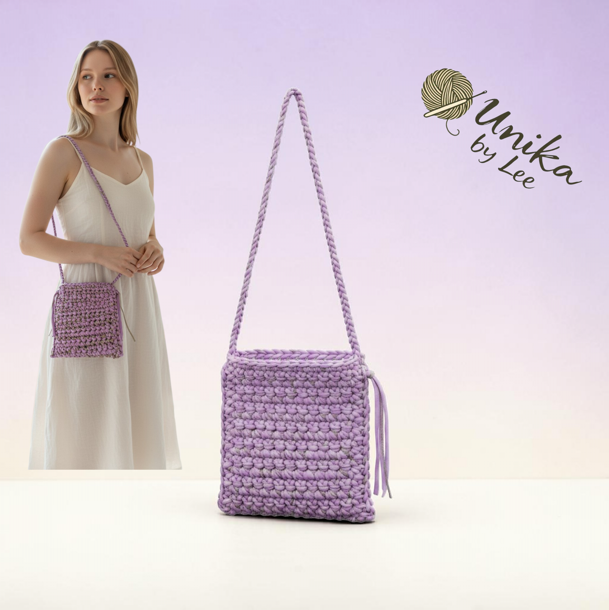 Cartera Crossbody Lavanda y Gris